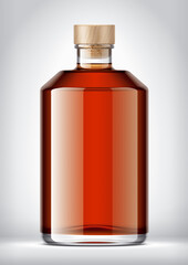 Glass Bottle on background with Cork. 