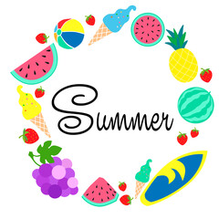 Summer decoration with fruit. Vector art illustration