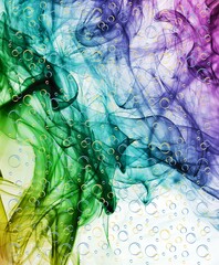 Colorful smoke waves and bubbles abstract design pattern