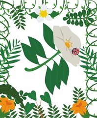 Insect on flower plant abstract design pattern artwork