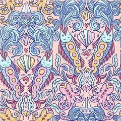 Colorful fishes and octopus abstract design pattern