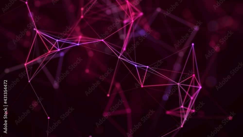 Leinwandbilder Abstract digital connection moving dots and lines. Technology background. Network connection structure. Plexus effect. 3d Seamless loop. 4K