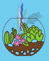 sea plant illustration design pattern
