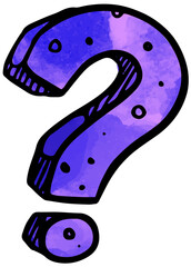 Question mark symbol hand drawn watercolor vector illustration