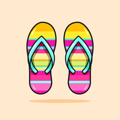 Colorful flip flops, comfortable to wear on long holidays in summer, vector design and isolated backgrounds.