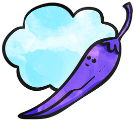 Chili characters drawing watercolor vector illustration