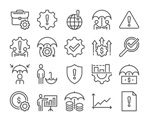 Set of Risk Management Line Icons. Vector Illustration. Editable Stroke, 64x64 Pixel Perfect.
