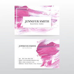 Business card template with acrylic paint abstract background