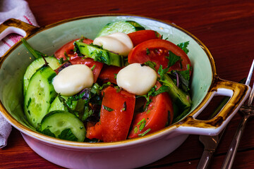 Greek salad with vegetables and cheese
