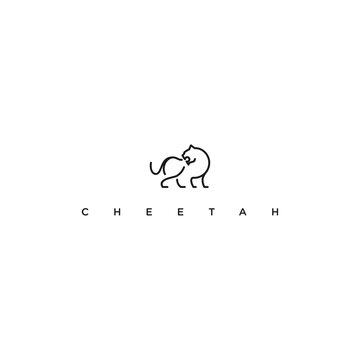 Leopard Cheetah Logo Line Art Outline Monoline Vector