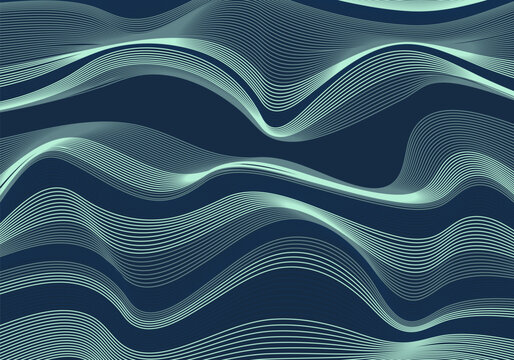 Abstract wave or wavy line blue sea pattern background and texture