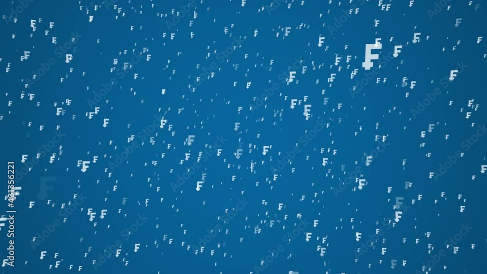 Aufkleber white symbols of swiss currency franc on a blue background. simple seamless loop business motion gra