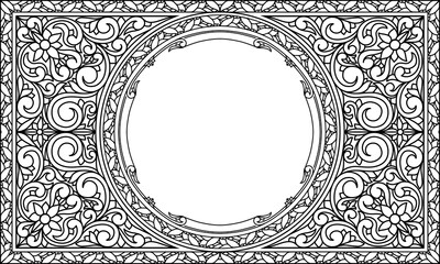 Obraz premium Black and white vintage ornate decorative card