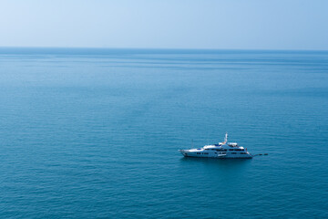 Fototapeta na wymiar travel cruise riding on blue ocean in summer