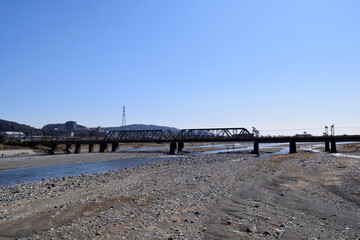 Fototapeta na wymiar 神奈川県松田 酒匂川 小田急線橋梁