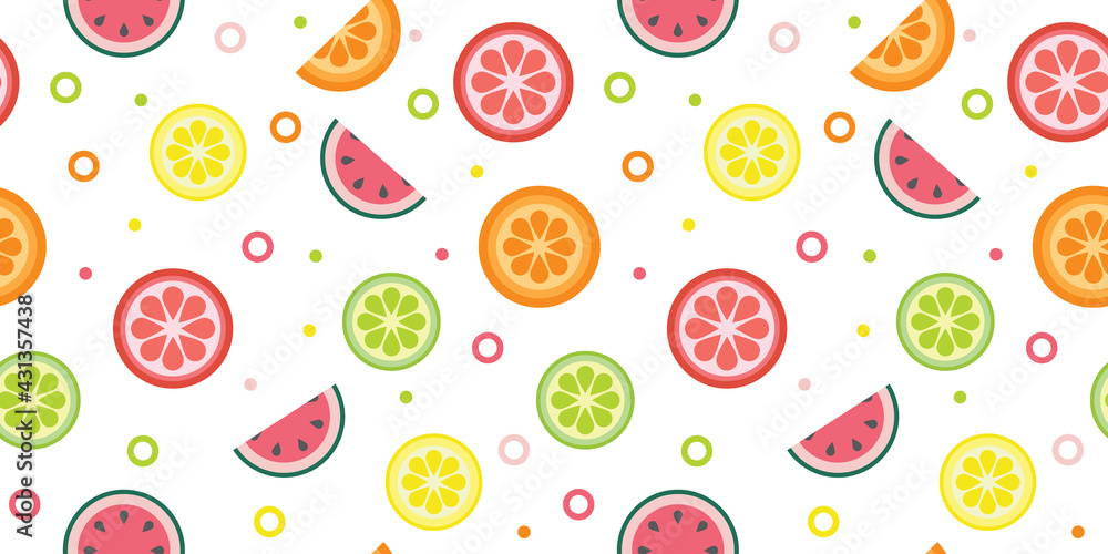 Poster fruits seamless repeat pattern vector background