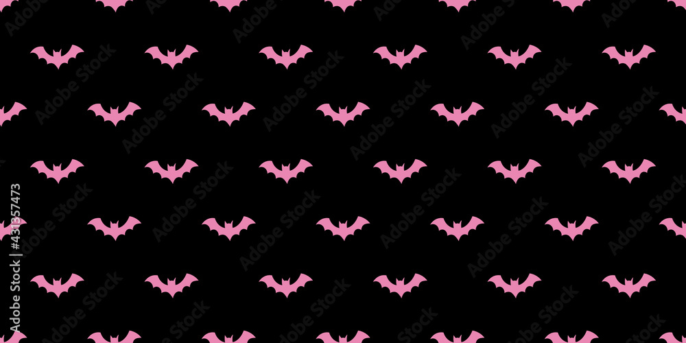Poster Pink and black bat seamless repeat pattern vector background