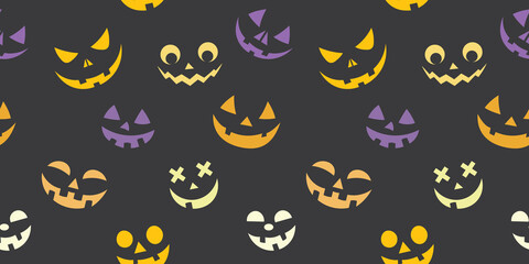 Halloween pumpkin smiles seamless repeat pattern vector background