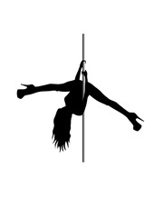 Acrobatic sexy athletic pole dancer in high heels