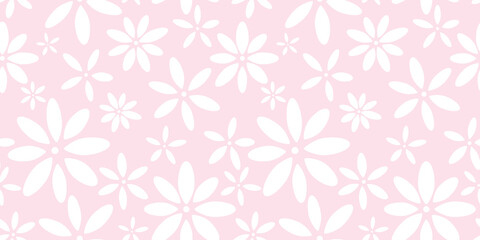 Pink and white floral seamless repeat pattern vector background