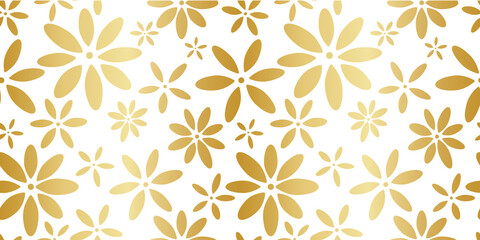Gold floral seamless repeat pattern vector background