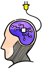 Artificial intelligence concept icon  drawing watercolor vector illustration