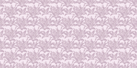 Pastel lilies seamless repeat pattern vector background