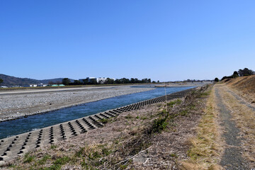 神奈川県松田 酒匂川遊歩道 報徳橋方面 