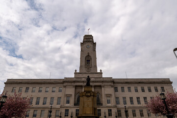Fototapeta na wymiar Front view of Barnsley Town Hall, South Yorkshire, UK