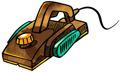 Electric hand planer icon  watercolor vector illustration