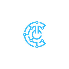 letter C connection logo design vector