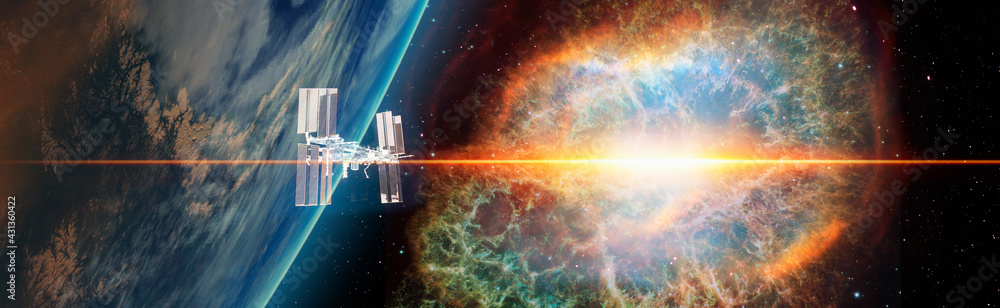 Aufkleber supernova explosion in the center of galaxy 