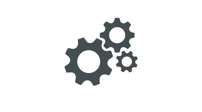 Gear icon, vector isolated illustration of wheels 
