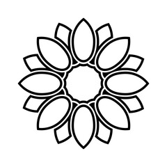 flower with petals icon vector isolated, outline icon