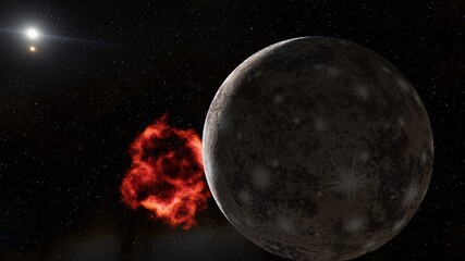 Planet and stars, beauty of deep space