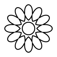 flower with petals icon vector isolated, outline icon