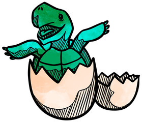 Tortoise hatching icon  style watercolor vector illustration