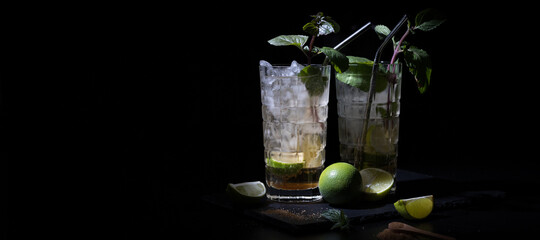 Caipirinha on a black background
