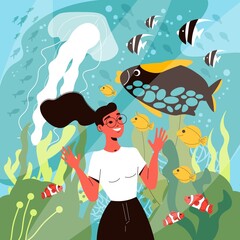 Aquarium Flat Illustration