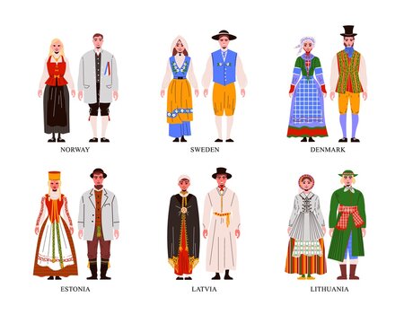 National dresses of different cheap countries
