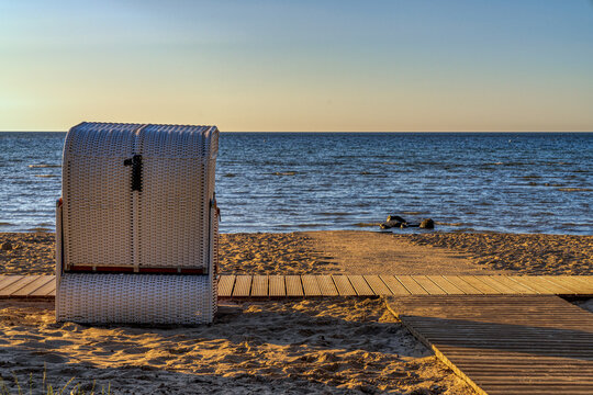 A Beach chair and the beach in Zierow, Mecklenburg-Western Pomerania, Germany