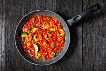 Prawn karahi - tomato shrimp curry, top view