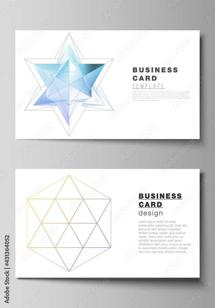 Poster the abstract vector illustration layout of two creative business cards design templates. 3d polygona
