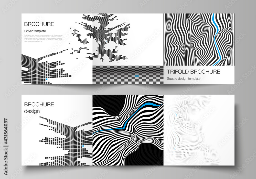 Poster the minimal vector editable layout of square format covers design templates for trifold brochure, fl