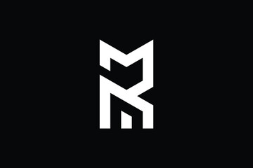 Fototapeta premium RM logo letter design on luxury background. MR logo monogram initials letter concept. RM icon logo design. MR elegant and Professional letter icon design on black background. M R RM MR