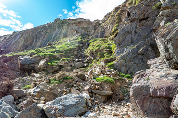 Rockfall at Silver Strand in County Donegal - Ireland