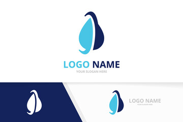 Medical water logo combination. Water drop logotype design template.