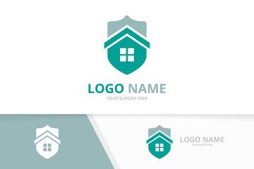 Obraz premium Safe real estate logo combination. Unique security home logotype design template.