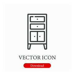 Drawer vector icon.  Editable stroke. Linear style sign for use on web design and mobile apps, logo. Symbol illustration. Pixel vector graphics - Vector
