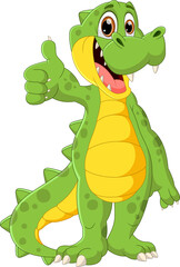 cute crocodile cartoon standing and thumbs up